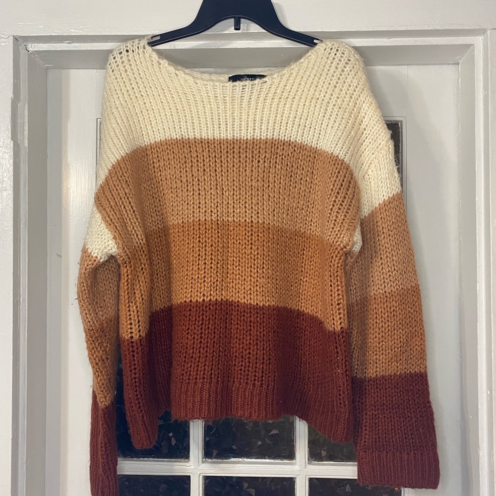 Forever 21, brown gradient chunky knit sweater, size large
